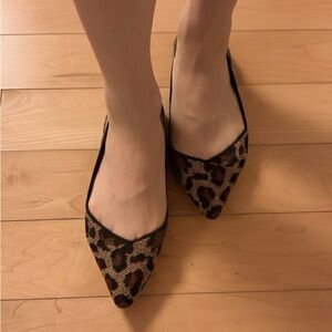 Rothy's Leopard Print Flats Machine Washable Size W6.5